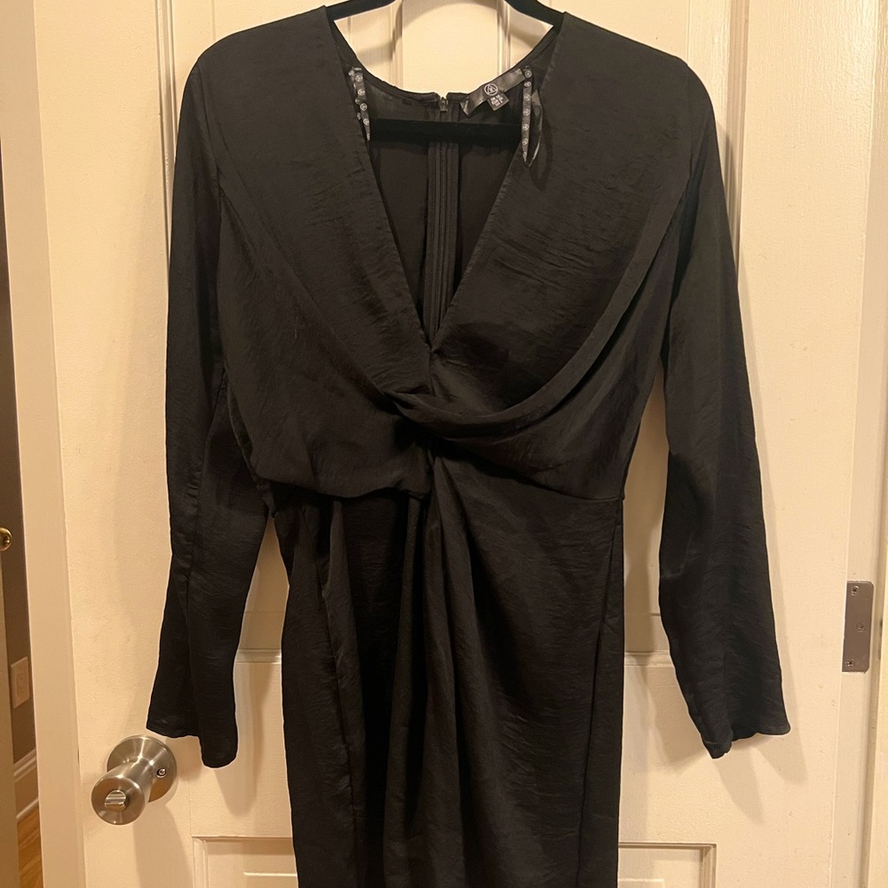 Missguided black long sleeve midi dress size 6